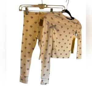 NWT SKIMS kids pajama set MARBLE HEART BANNER Size 5